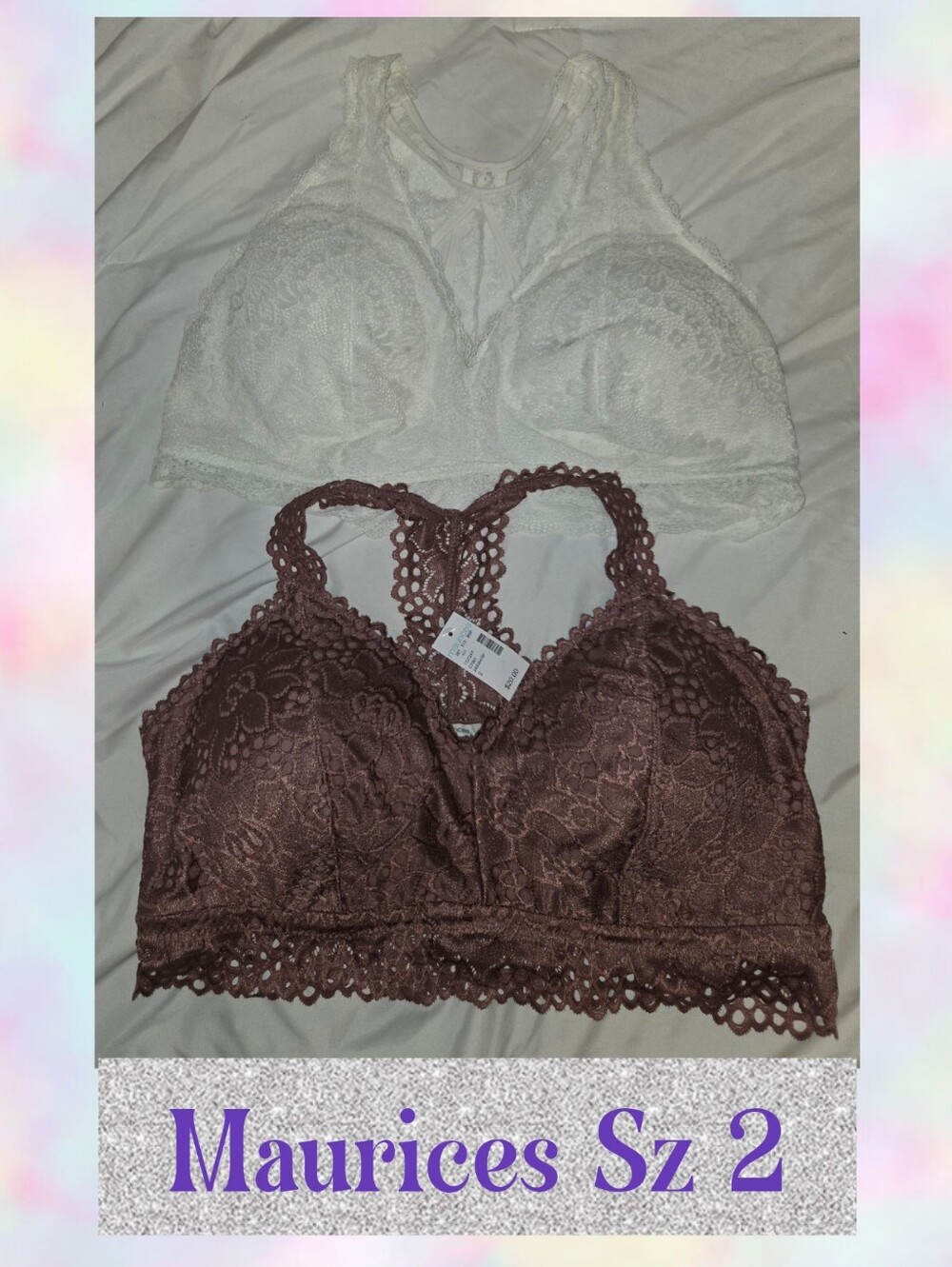 Maurices Lace Bralette Lot Of 2 - Brown & Cream